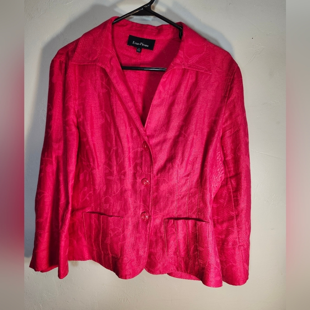 Evan Picone Women's Vivid Red  Linen,cotton Short Jacket/Blazer Sz 12